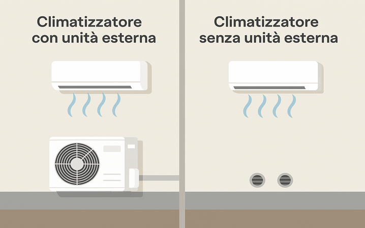 differenza tra climatizzatori con e senza unità esterna